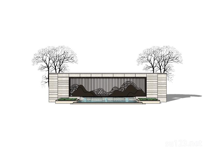 拟山水景墙 (28)SU模型