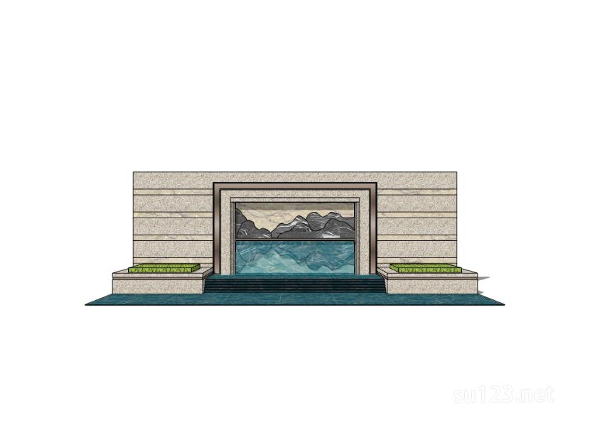 拟山水景墙 (42)SU模型