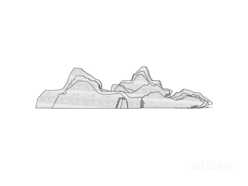 山形片石拟山元素 (11)SU模型草图大师sketchup模型