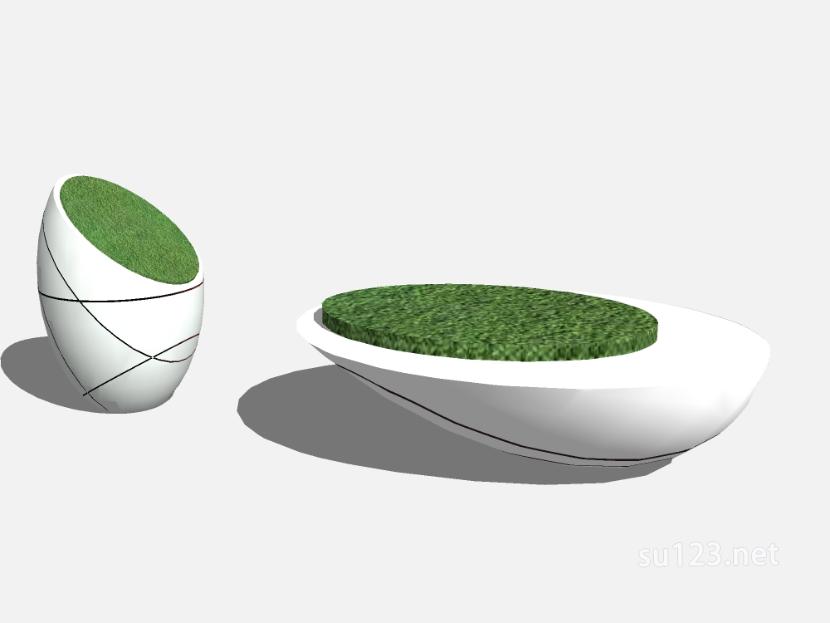 曲线户外座椅树池 (1)SU模型草图大师sketchup模型