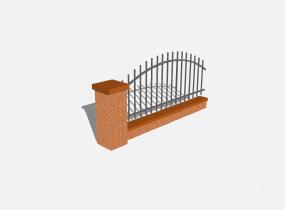 铁艺栏杆围墙 (3)SU模型