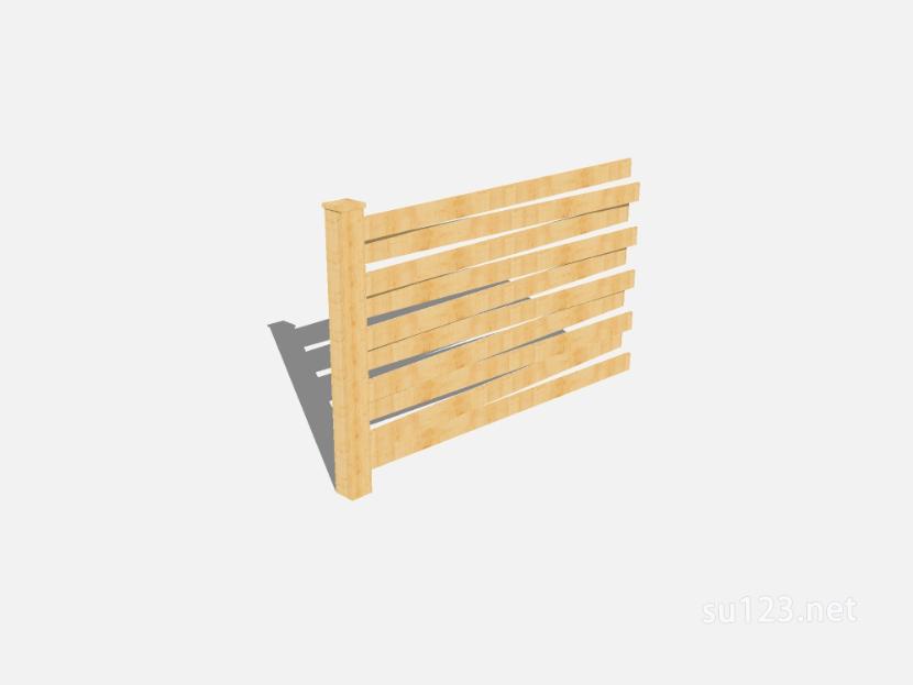 木栏杆 (1)SU模型