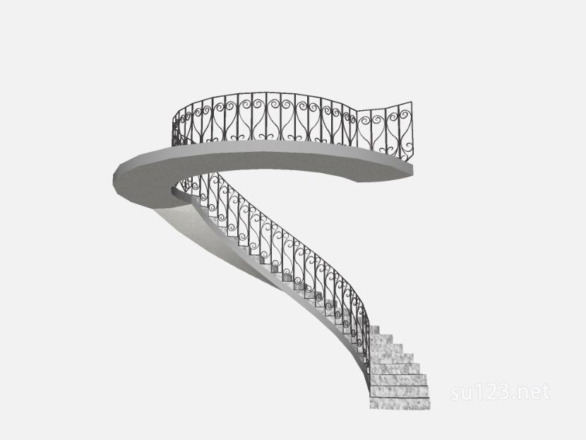 欧式旋转楼梯栏杆 (25)SU模型草图大师sketchup模型