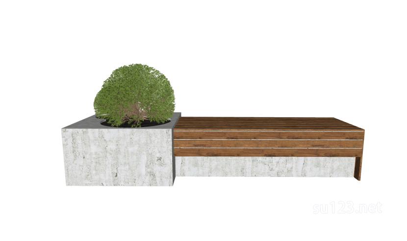 现代树池座椅花坛景观椅 (5)SU模型