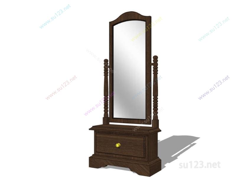 欧式镜子古典镜子装饰镜 (1)SU模型