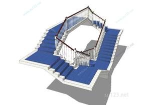 欧式旋转楼梯 (3)SU模型