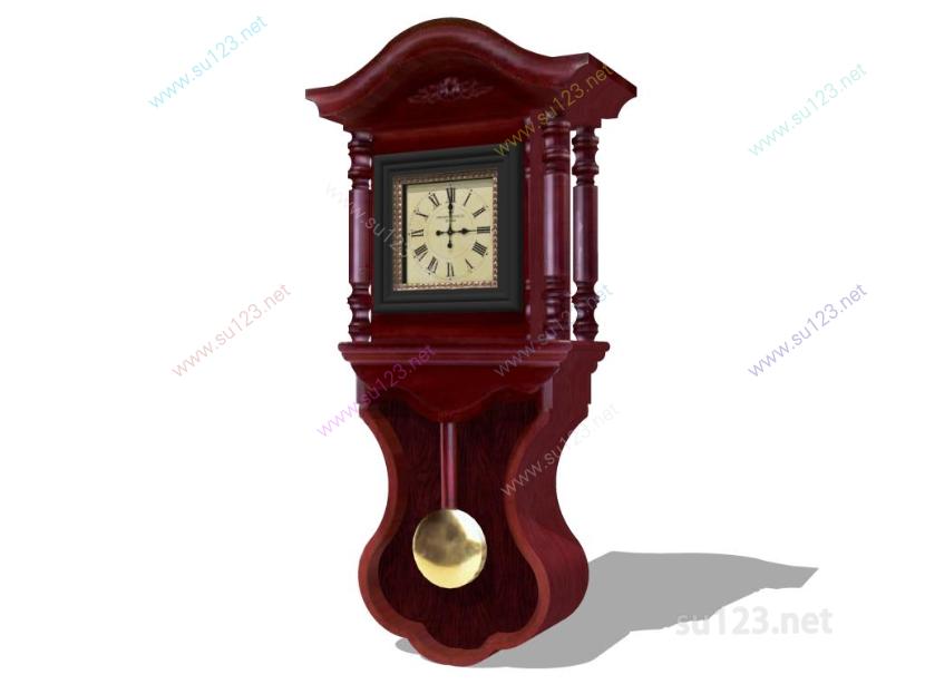 欧式座钟挂钟时钟古典摆件 (1)SU模型