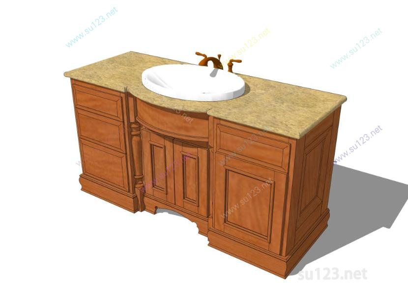 卫浴洗手台洗手盆 (1)SU模型