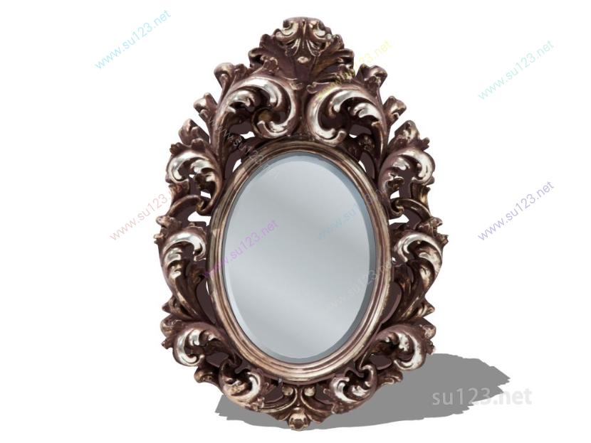 欧式镜子古典镜子装饰镜 (4)SU模型