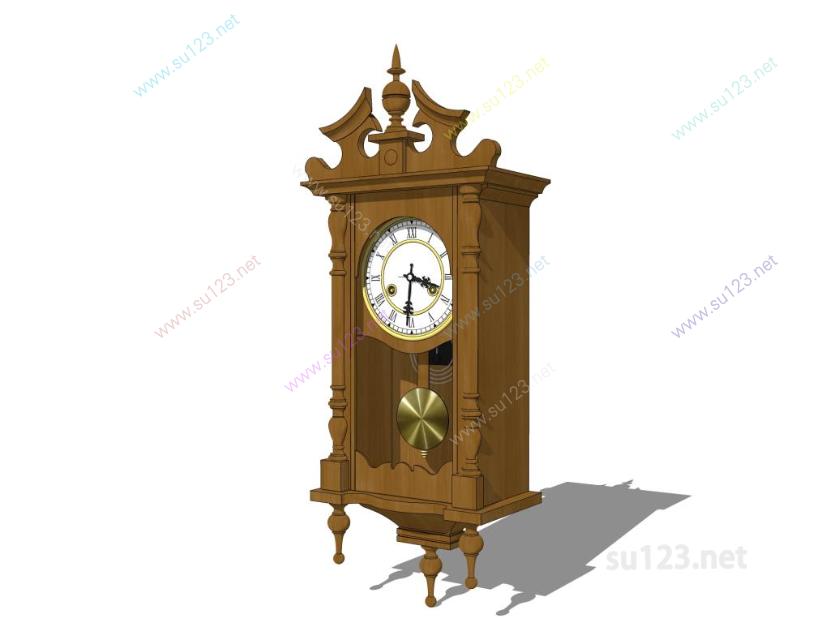 欧式座钟挂钟时钟古典摆件 (6)SU模型