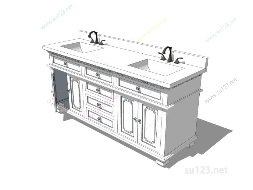 卫浴洗手台洗手盆 (9)SU模型
