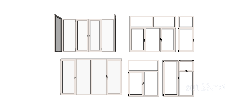 现代窗户6SU模型草图大师sketchup模型