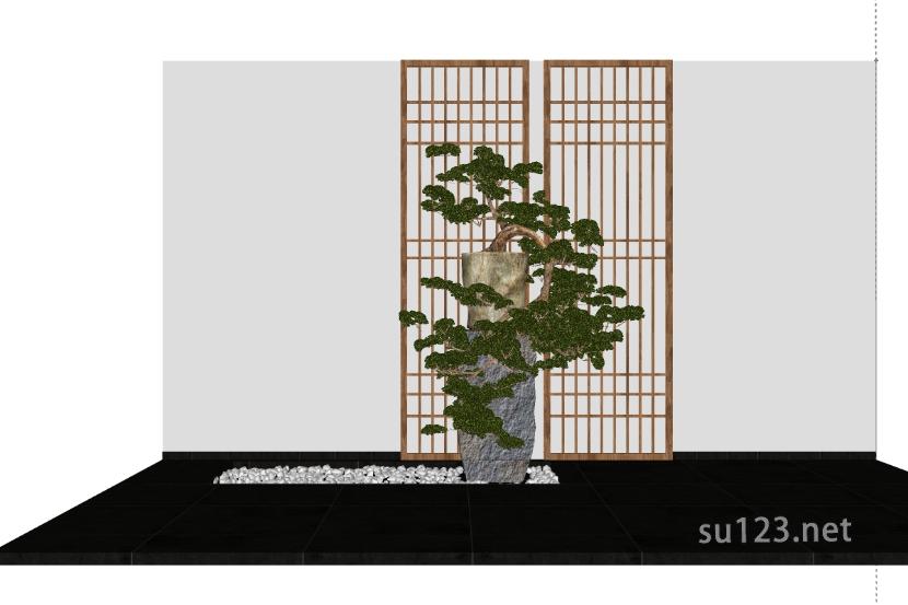 中式盆栽 SU模型