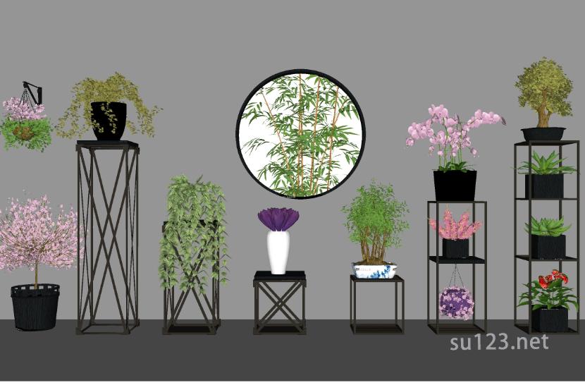 室内垂直植物盆栽SU模型草图大师sketchup模型
