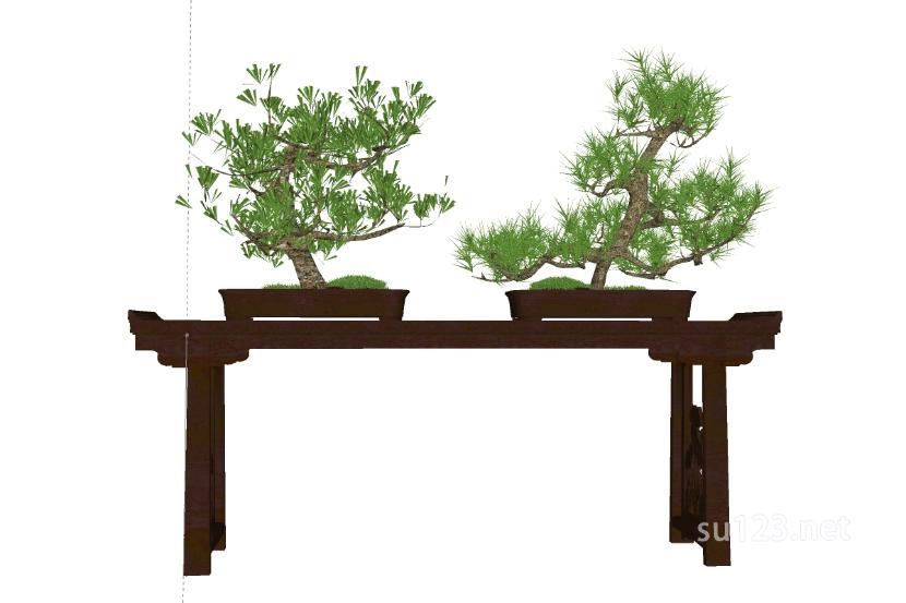 中式盆栽SU模型