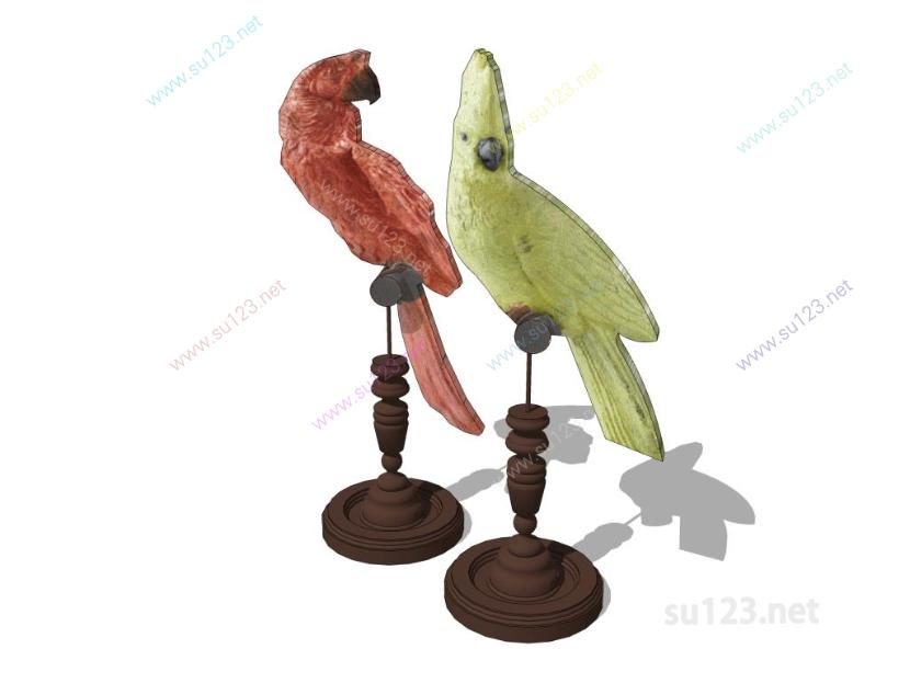 鹦鹉雕塑摆件SU模型