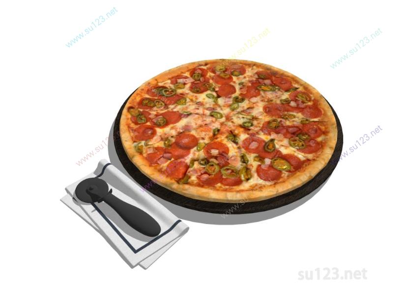 披萨餐具SU模型