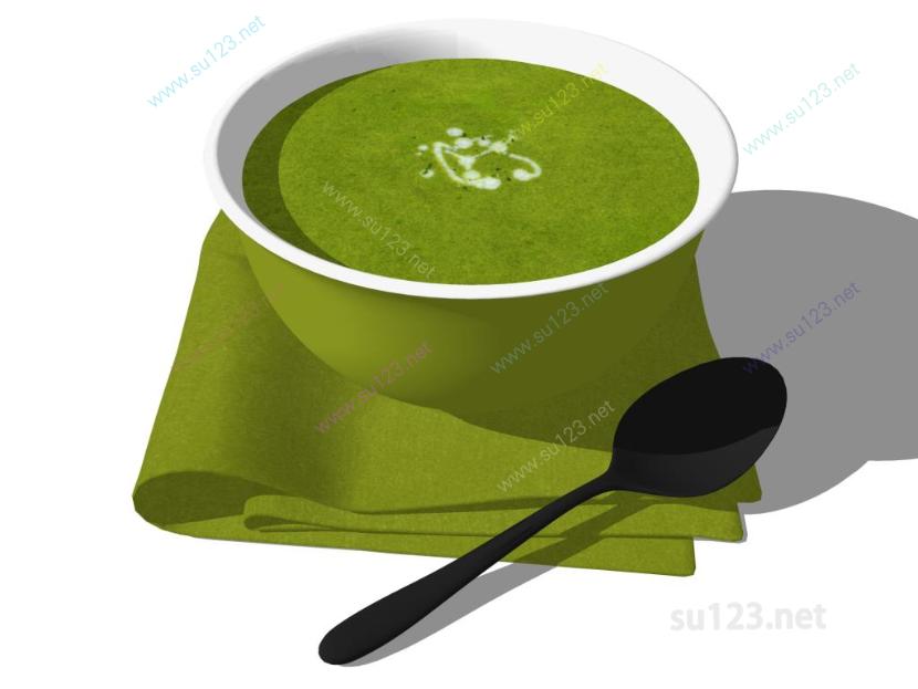 一碗汤餐具SU模型