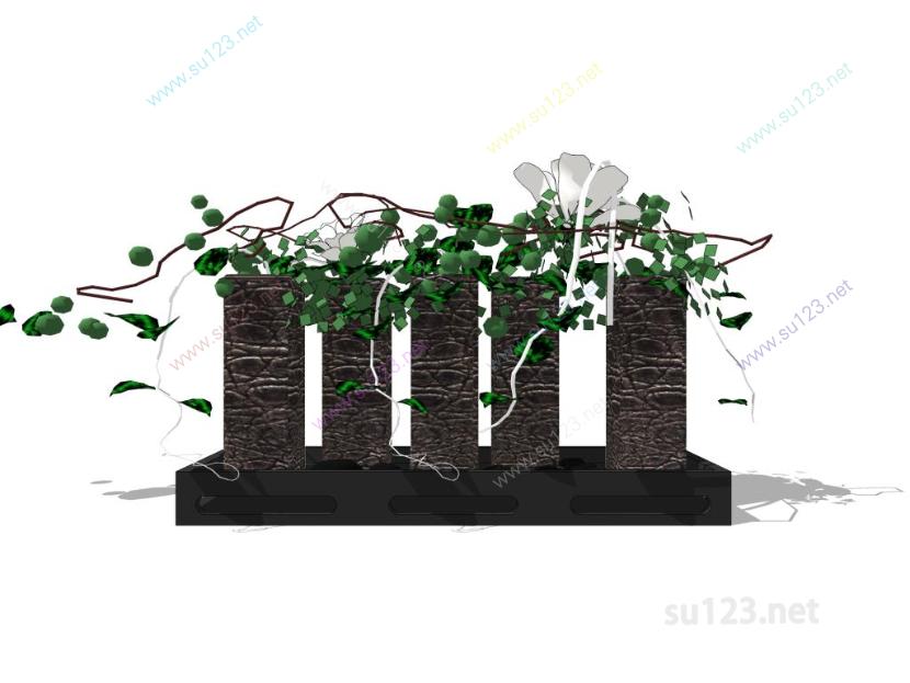 盆栽植物摆件SU模型草图大师sketchup模型