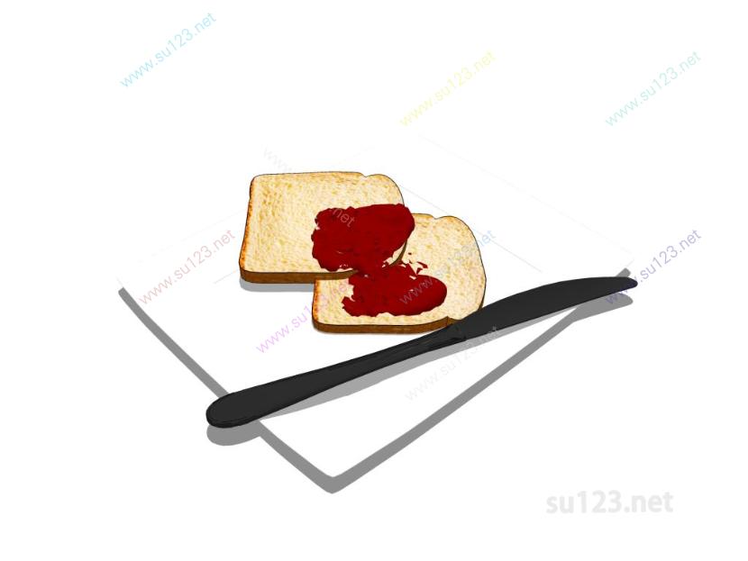 早餐三明治面包餐具SU模型
