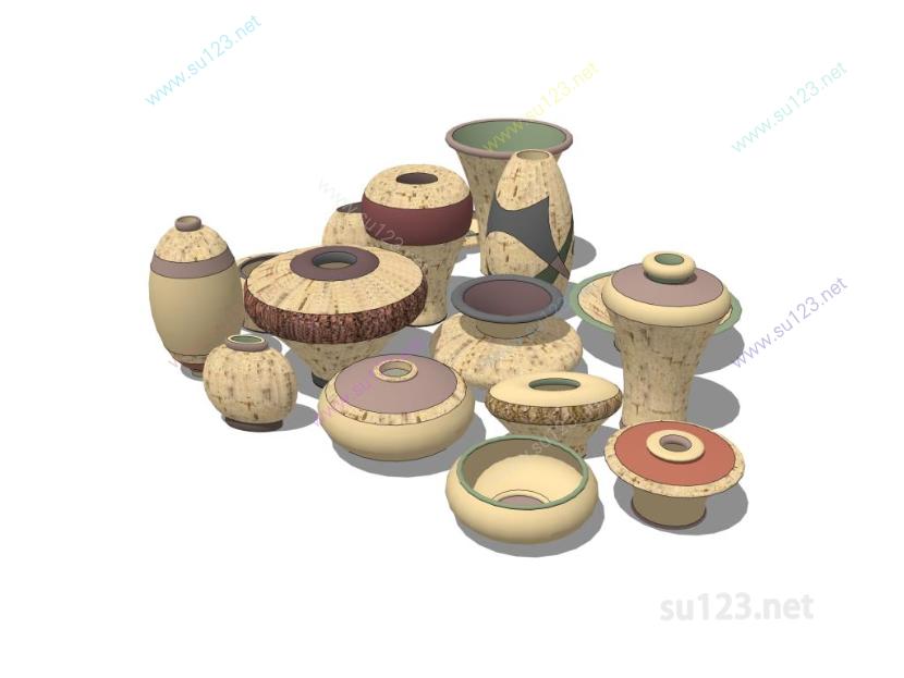花瓶罐子瓷器摆件 (9)SU模型