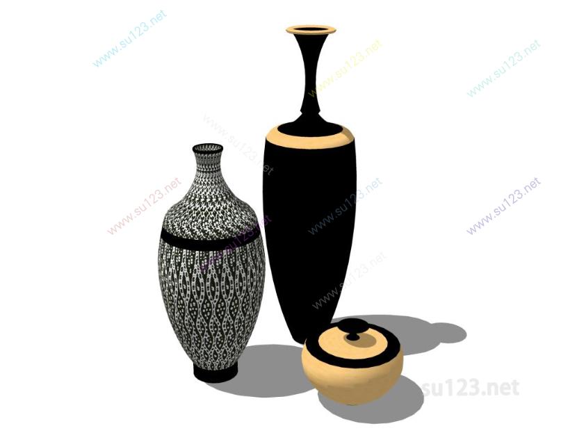 花瓶罐子瓷器摆件 (19)SU模型草图大师sketchup模型