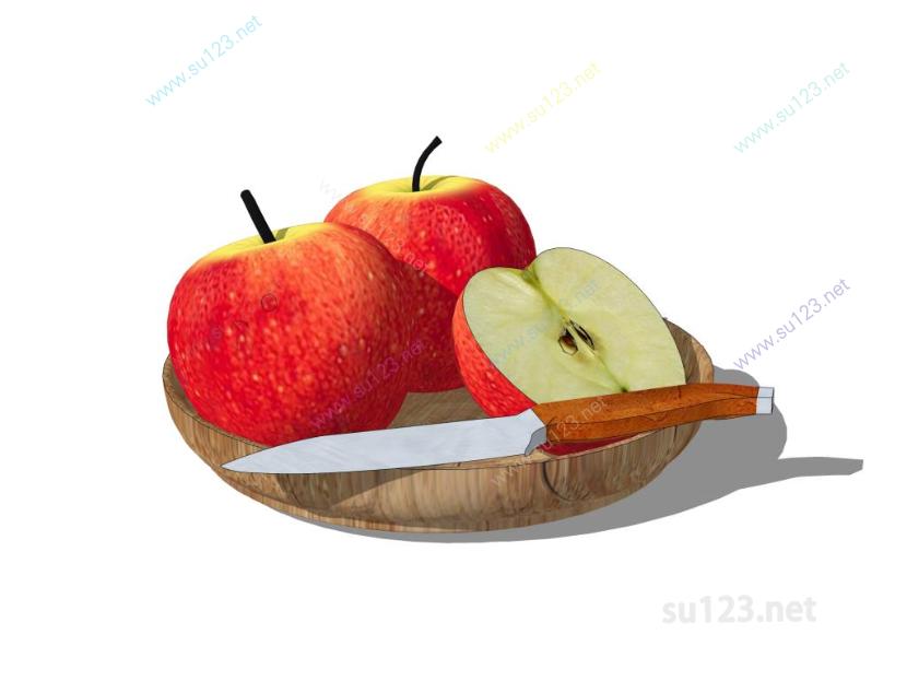 苹果水果盘SU模型草图大师sketchup模型