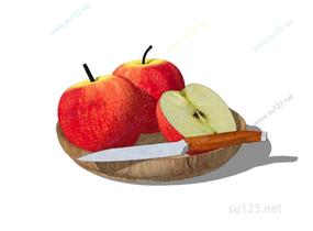 苹果水果盘SU模型