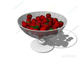草莓果盘SU模型