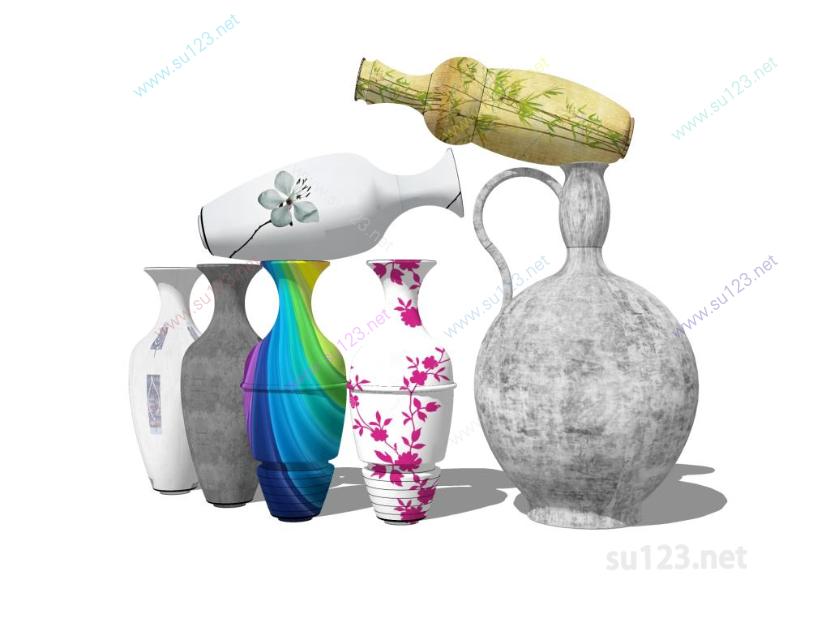 花瓶罐子瓷器摆件 (5)SU模型