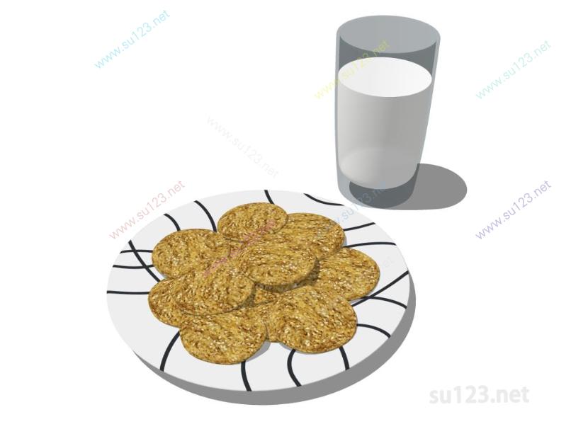 早餐面包饼干餐具 (3)SU模型