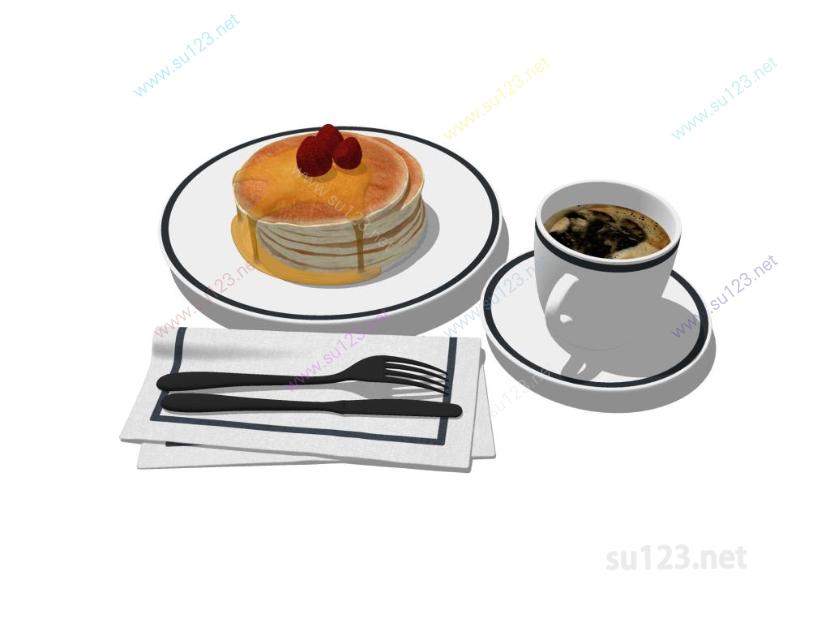 早餐餐具摆件 (1)SU模型