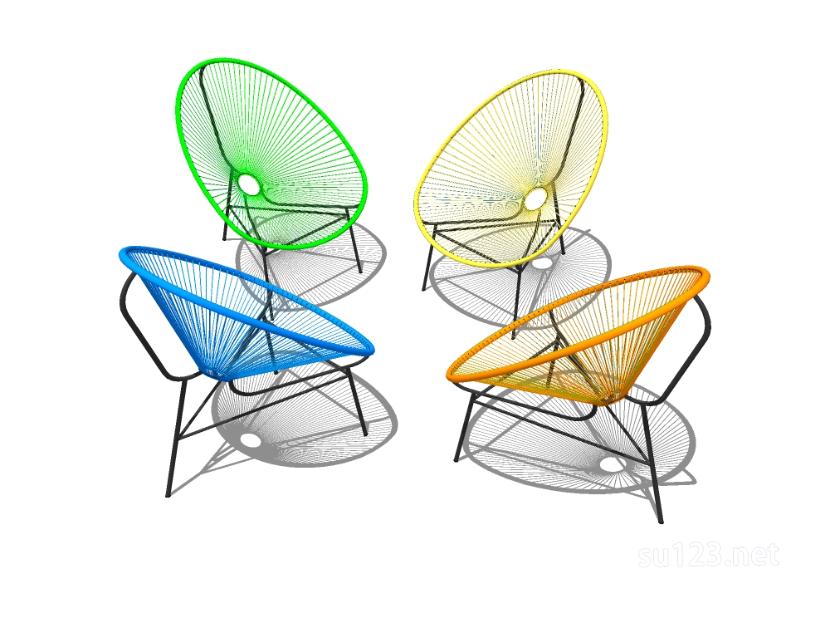 扶手椅单椅35SU模型草图大师sketchup模型