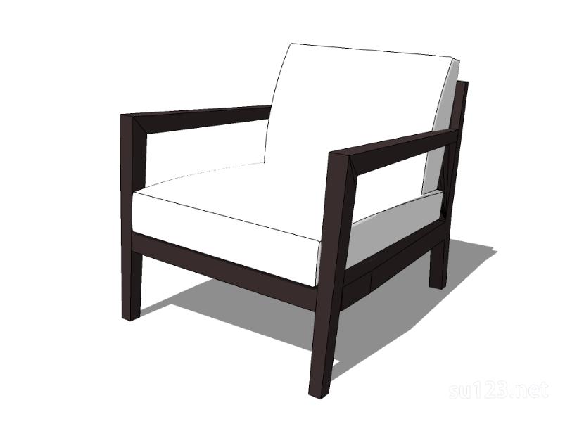 扶手椅单椅30SU模型