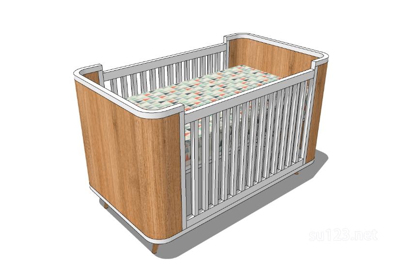 婴儿床儿童床摇篮 3SU模型