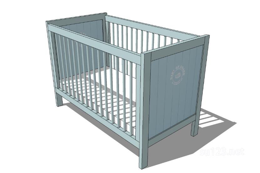 婴儿床儿童床摇篮 6SU模型