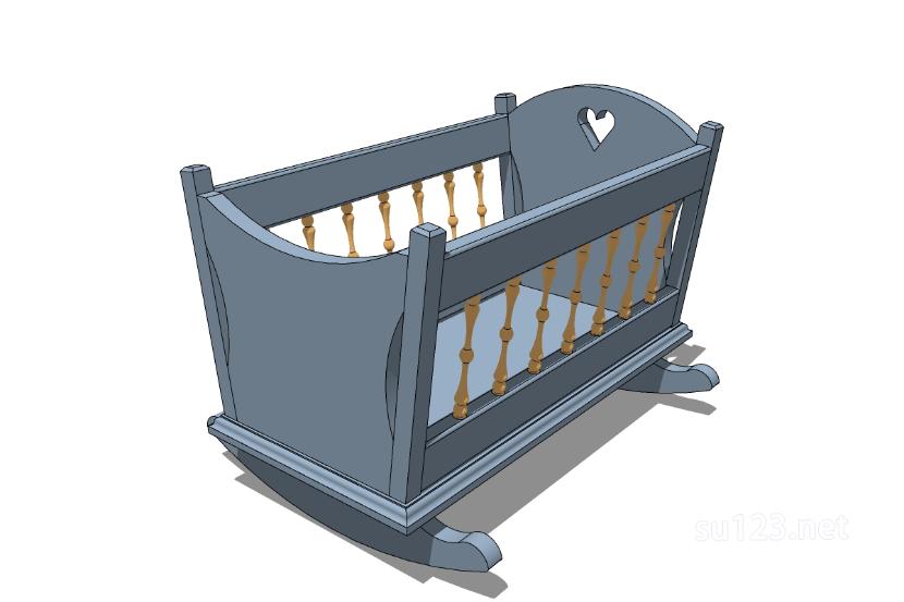 婴儿床儿童床摇篮 1SU模型