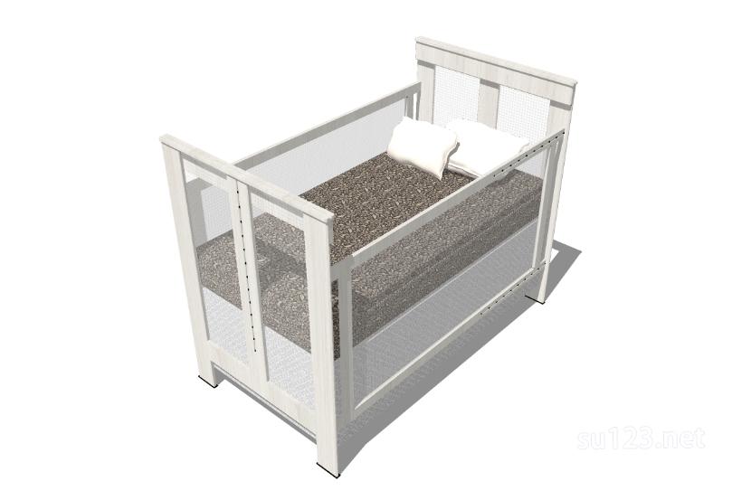 婴儿床儿童床摇篮 4SU模型
