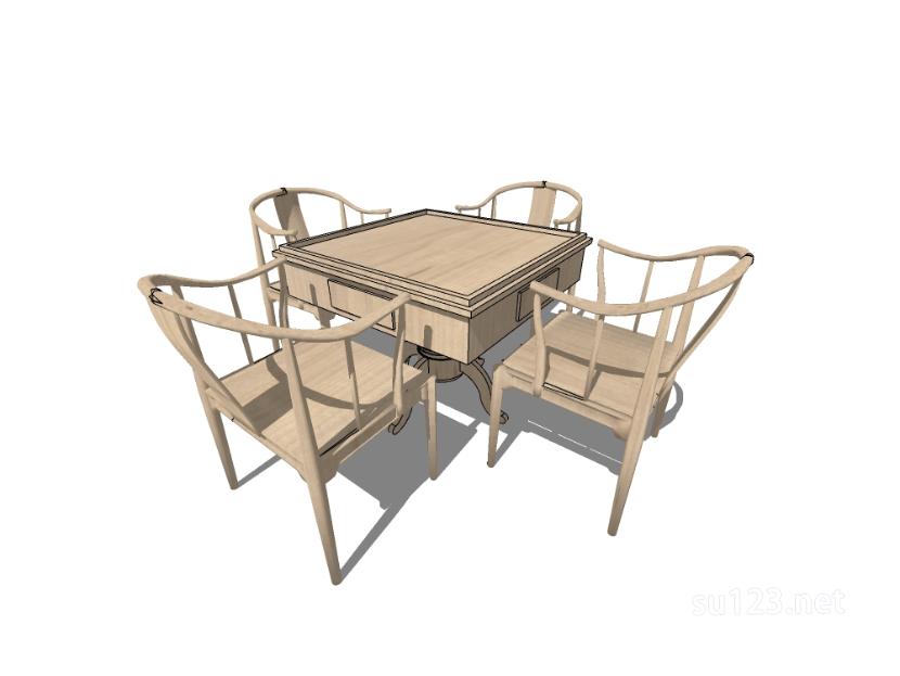 中式桌椅组合1SU模型草图大师sketchup模型