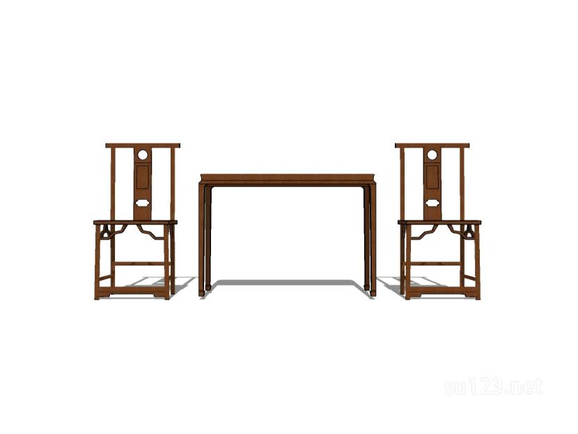 中式桌椅组合2SU模型